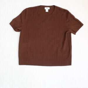 Wilt 100% Cashmere Sweater Womens Medium Brown Short Sleeve Soft Minimalist Chic